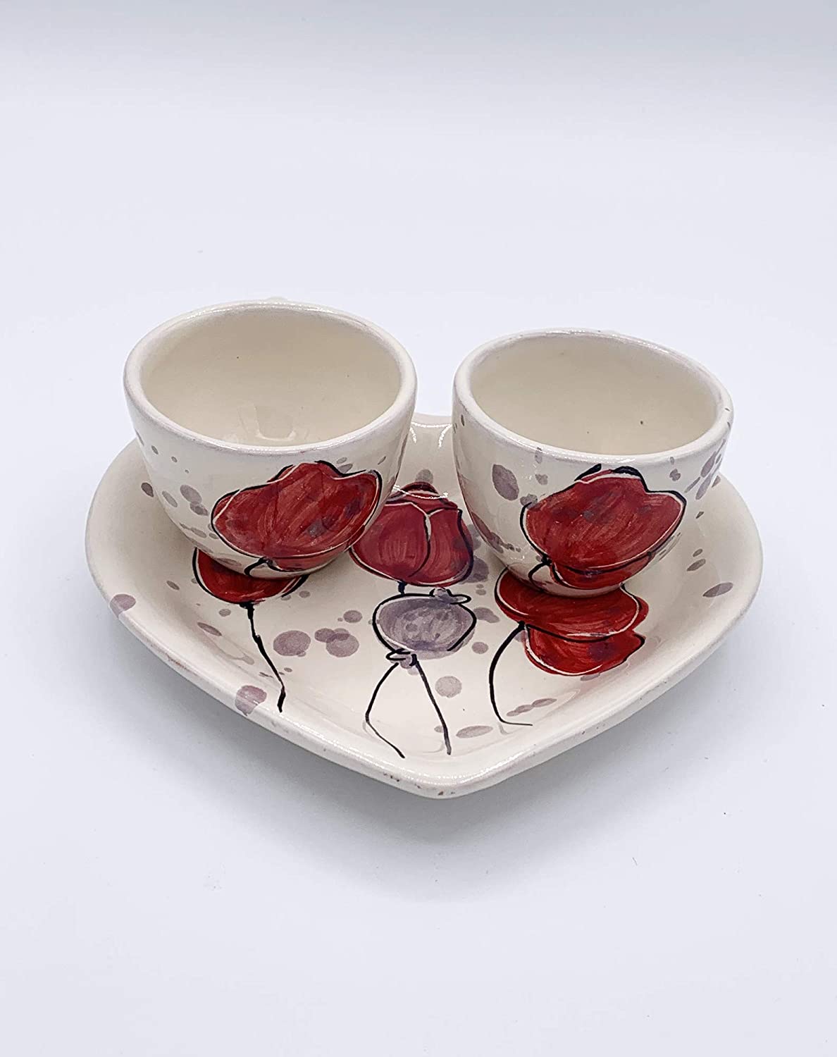 Tazze Coppia tazze da caffè set tazze in ceramica e cuore amore a forma di  piattino