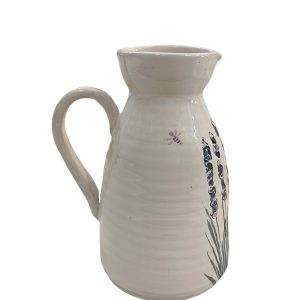 Brocca Artigianale in Ceramica Fatta e Dipinta a mano con Disegni Lavanda 1 Lt