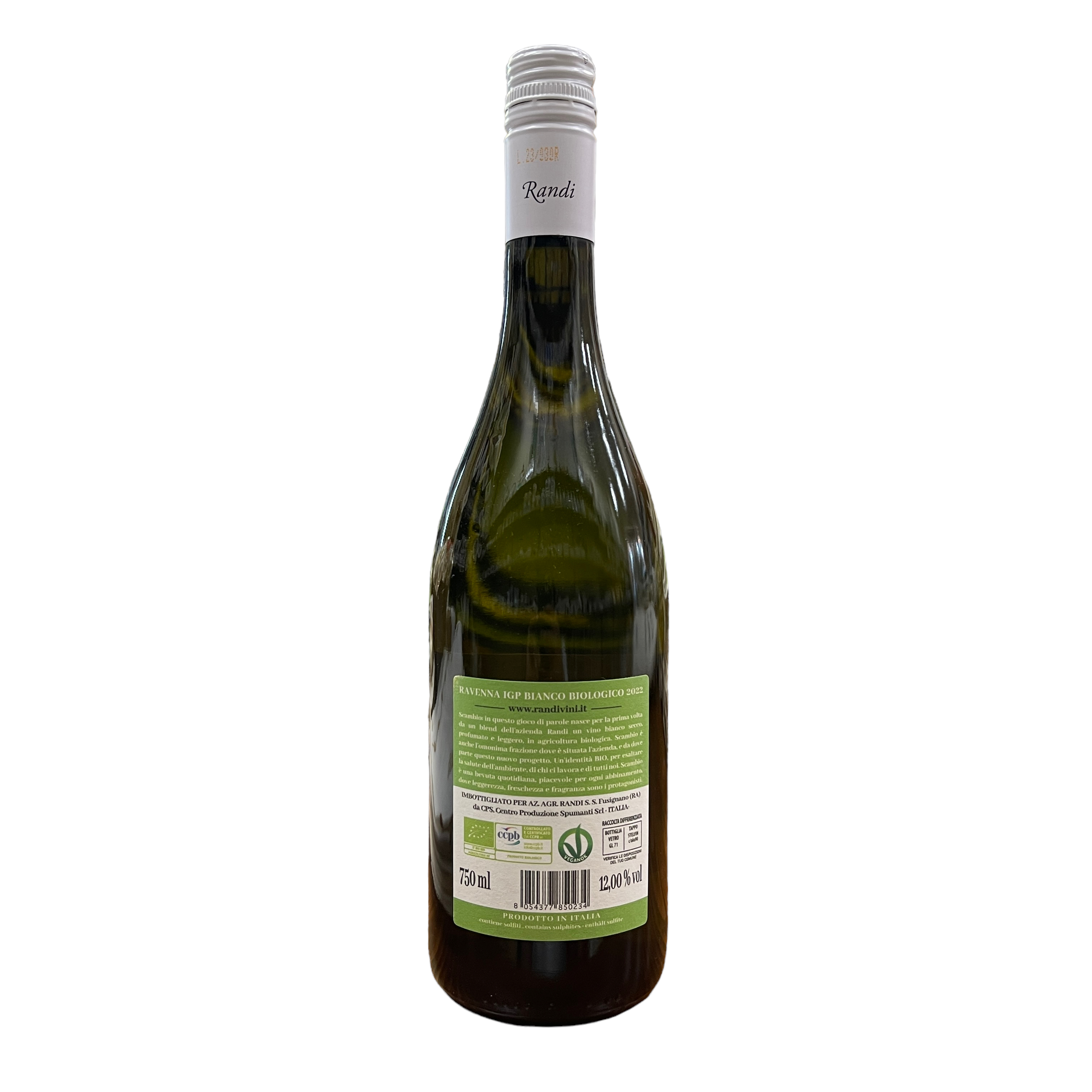 Azienda Agricola Randi SCAMBIO Vino Bianco IGP Biologico Ravenna 2022 VEGAN 12% Vol 750 ml