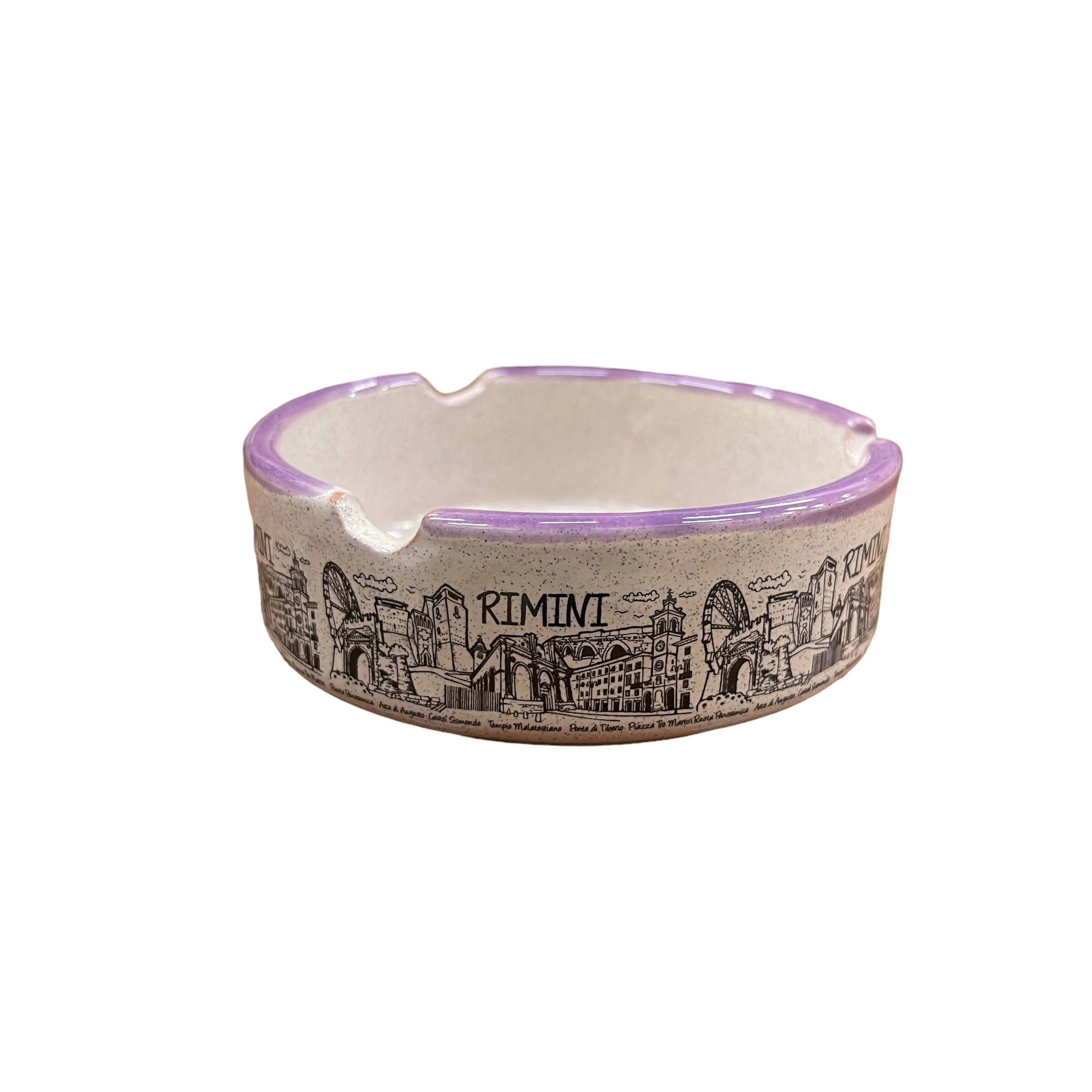 Amarcord La Romagna Posacenere in ceramica souvenir Rimini bordo Viola