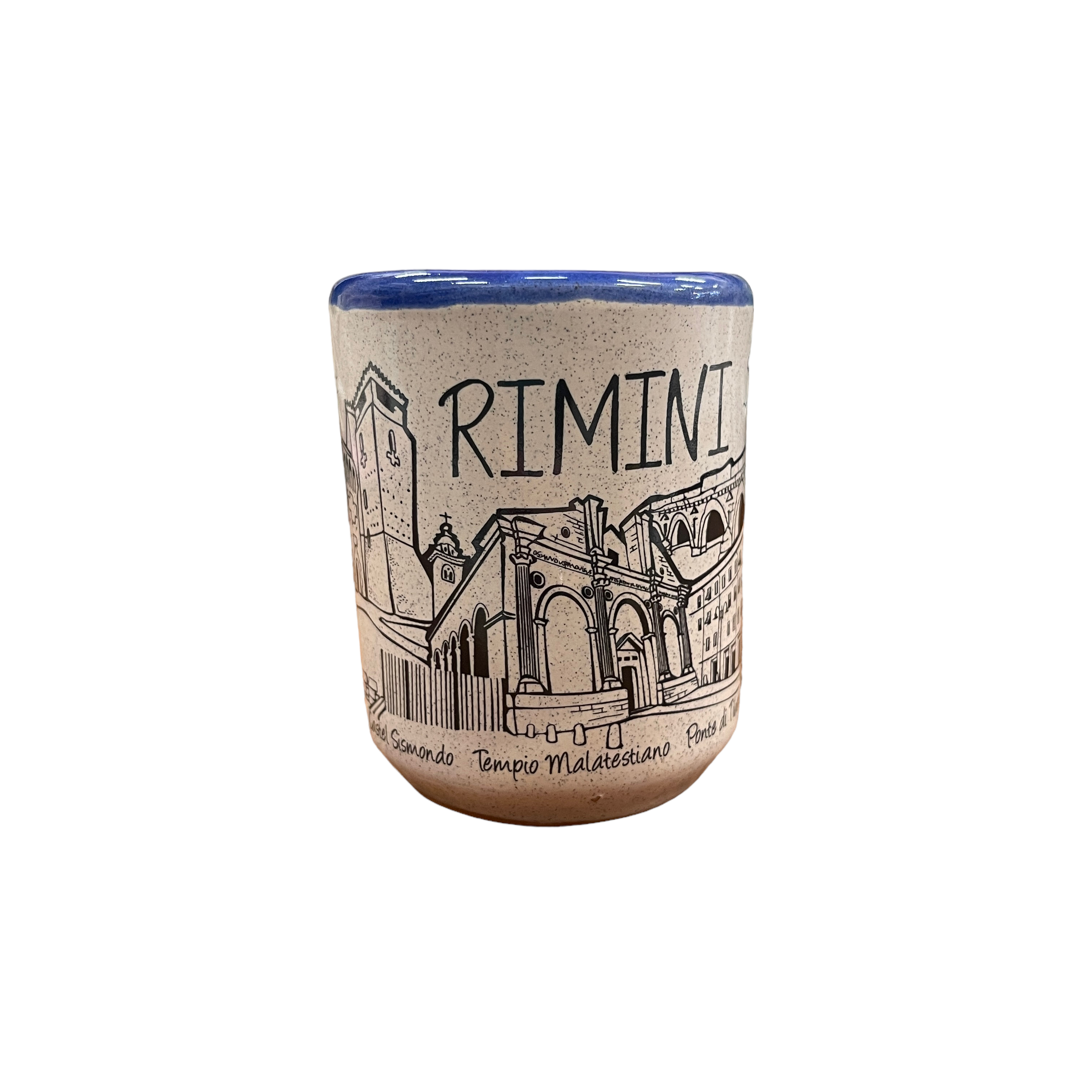 Amarcord La Romagna Tazza Mug con manico in Ceramica Souvenir Rimini Decoro Blu
