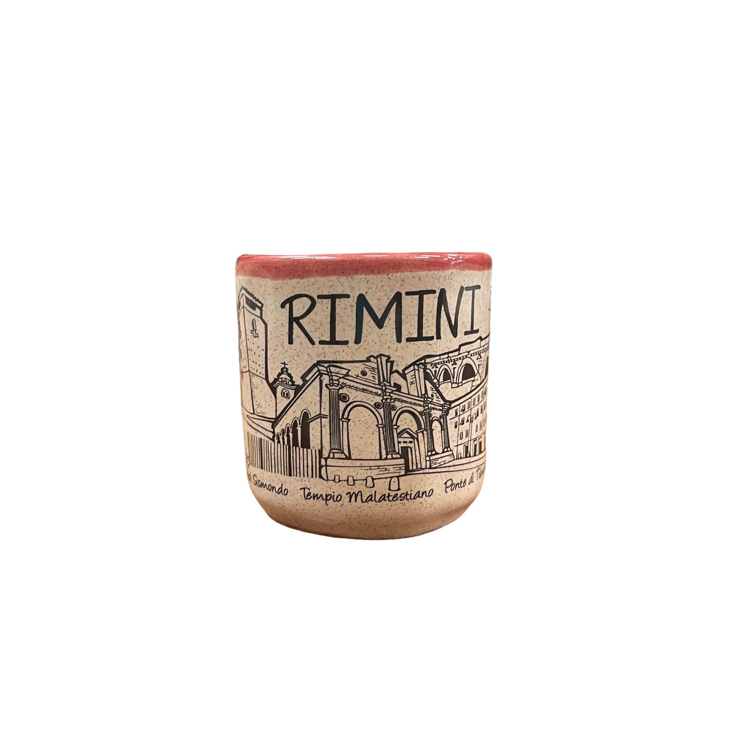 Amarcord La Romagna Tazza Mug con manico in Ceramica Souvenir Rimini Decoro Rosso